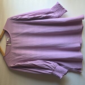 Cato Lilac Blouse with Gathered Sleeves